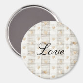 Cream White Beige Boho Hearts Magnet (Vorderseite/Rückseite)