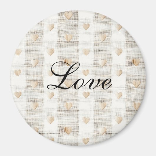 Cream White Beige Boho Hearts Magnet (Vorne)