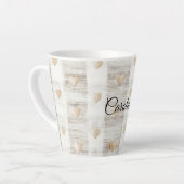 Cream White Beige Boho Hearts Milchtasse (Linke Ecke)