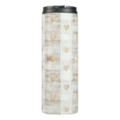 Cream White Beige Boho Hearts Thermosbecher (Rückseite)