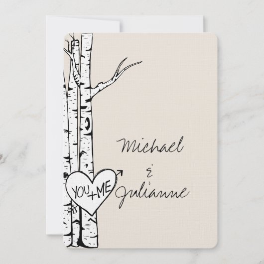 Cream White Birch Trees Wedding Einladung (Vorderseite)