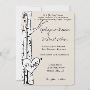 Cream White Birch Trees Wedding Einladung