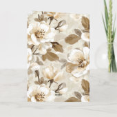 Cream White Brown Floral Heart Love Karte (Rückseite)