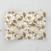 Cream White Brown Floral Heart Love Karte (Innenseite)