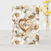 Cream White Brown Floral Heart Love Karte (Gelbe Blume)