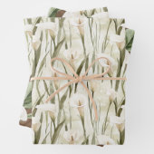 Cream White Calla Lily Floral Brautparty Geschenkpapier Set (Beispiel)