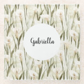 Cream White Calla Lily Floral Glasuntersetzer (Vorderseite)