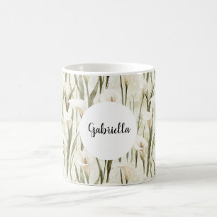Cream White Calla Lily Floral Kaffeetasse