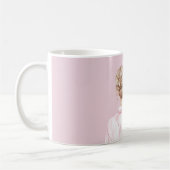 Cream White Cat Pink Bow Female Kaffeetasse (Links)