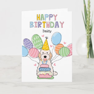 Cream White Cockapoo Cavapoo Dog Happy Birthday Karte
