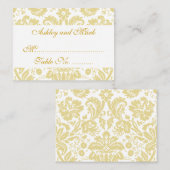 Cream White Damask Wedding Empfang Platzkarten (Vorne/Hinten)
