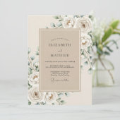 Cream White Ethereal Bloom Hochzeit Einladung (Stehend Vorderseite)