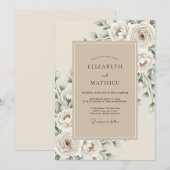 Cream White Ethereal Bloom Hochzeit Einladung (Vorne/Hinten)