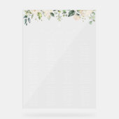 Cream White Flowers, Boho, Baptism Seating Chart Acrylschild (Vorderseite)