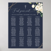 Cream White Flowers, Boho, Baptism Seating Chart Poster (Vorne)