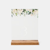 Cream White Flowers, Boho, Baptism Table Numbers Acrylschild (Vorderseite)