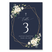 Cream White Flowers, Boho, Baptism Table Numbers Tischnummer (Vorderseite)
