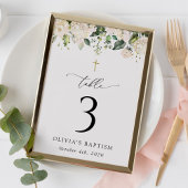 Cream White Flowers, Boho, Baptism Table Numbers Tischnummer