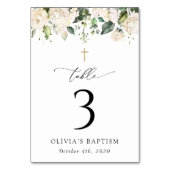 Cream White Flowers, Boho, Baptism Table Numbers Tischnummer (Rückseite)