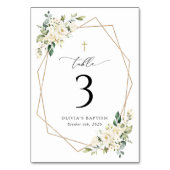 Cream White Flowers, Boho, Baptism Table Numbers Tischnummer (Rückseite)