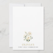 Cream White Flowers, Boho, First Holy Communion Einladung (Rückseite)