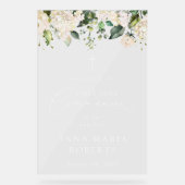 Cream White Flowers, First Holy Communion Welcome Acrylschild (Vorderseite)