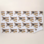 Cream white Frenchie Hunde Strandtuch (Vorderseite)