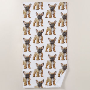 Cream white Frenchie Hunde Strandtuch