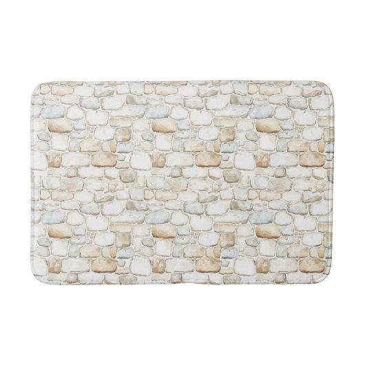 Cream White Grey Faux Stones   Badematte (Vorderseite)