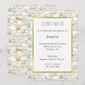 Cream White Grey Faux Stones Birthday Einladung (Vorne/Hinten)