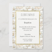 Cream White Grey Faux Stones Birthday Einladung (Vorderseite)