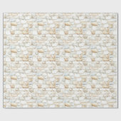 Cream White Grey Faux Stones Birthday Geschenkpapier (Flach)