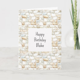 Cream White Grey Faux Stones Birthday Karte