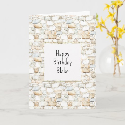 Cream White Grey Faux Stones Birthday Karte (Gelbe Blume)