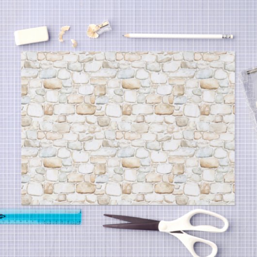 Cream White Grey Faux Stones Birthday Seidenpapier (Handwerk)