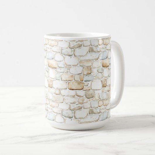 Cream White Grey Faux Stones Kaffeetasse (VorderseiteRechts)