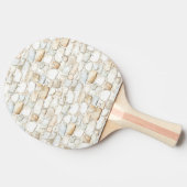 Cream White Grey Faux Stones Red Roses Tischtennis Schläger (Seitenansicht)