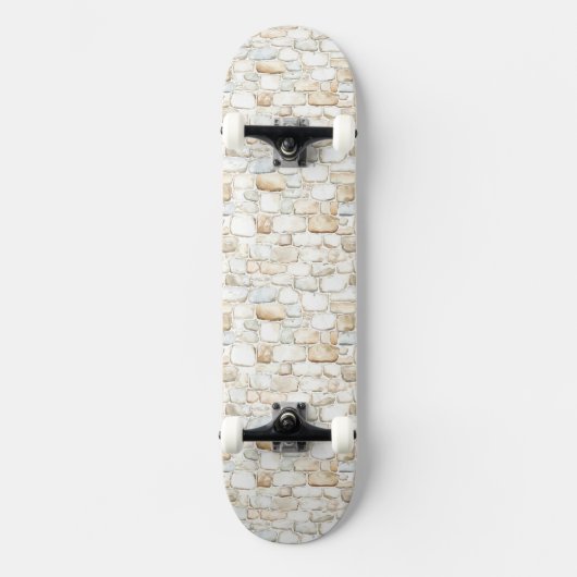 Cream White Grey Faux Stones   Skateboard (Vorderseite)