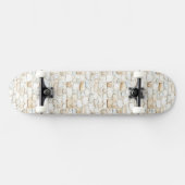 Cream White Grey Faux Stones   Skateboard (Horizontal)