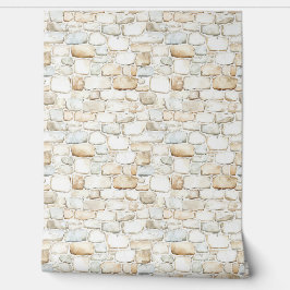 Cream White Grey Faux Stones Tapete