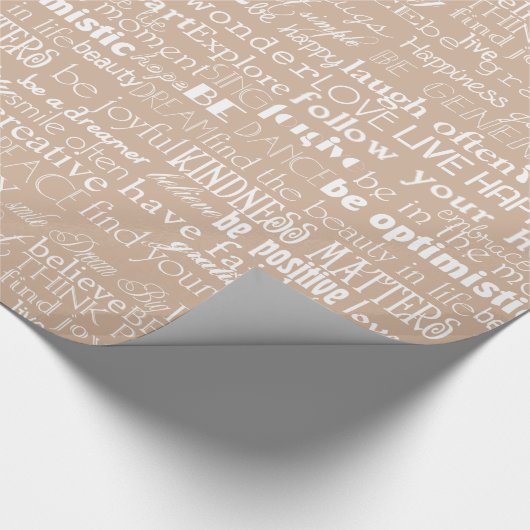 Cream White Inspirational Words Geschenkpapier (Ecke)