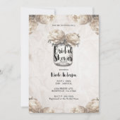 Cream White Peony Mason Jar Rustikales Brautparty Einladung (Vorderseite)