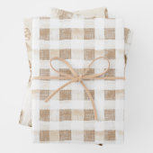 Cream White Plaid Stripes Floral Horse Birthday Geschenkpapier Set (Beispiel)