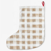 Cream White Plaid Stripes Floral Horse Christmas Großer Weihnachtsstrumpf (Rückseite)