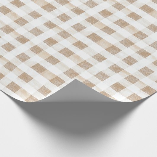 Cream White Plaid Stripes Geschenkpapier (Ecke)