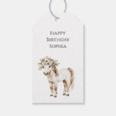 Cream White Plaid Stripes Horse Birthday Geschenkanhänger (Vorderseite)