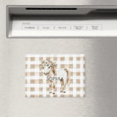 Cream White Plaid Stripes Horse Birthday Magnet (In Situ (Geschirrspüler))