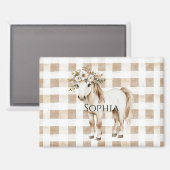 Cream White Plaid Stripes Horse Birthday Magnet (Vorderseite/Rückseite)