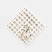 Cream White Plaid Stripes Horse Birthday Serviette (Ecke)