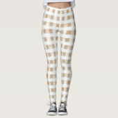 Cream White Plaid Stripes Leggings (Vorderseite)